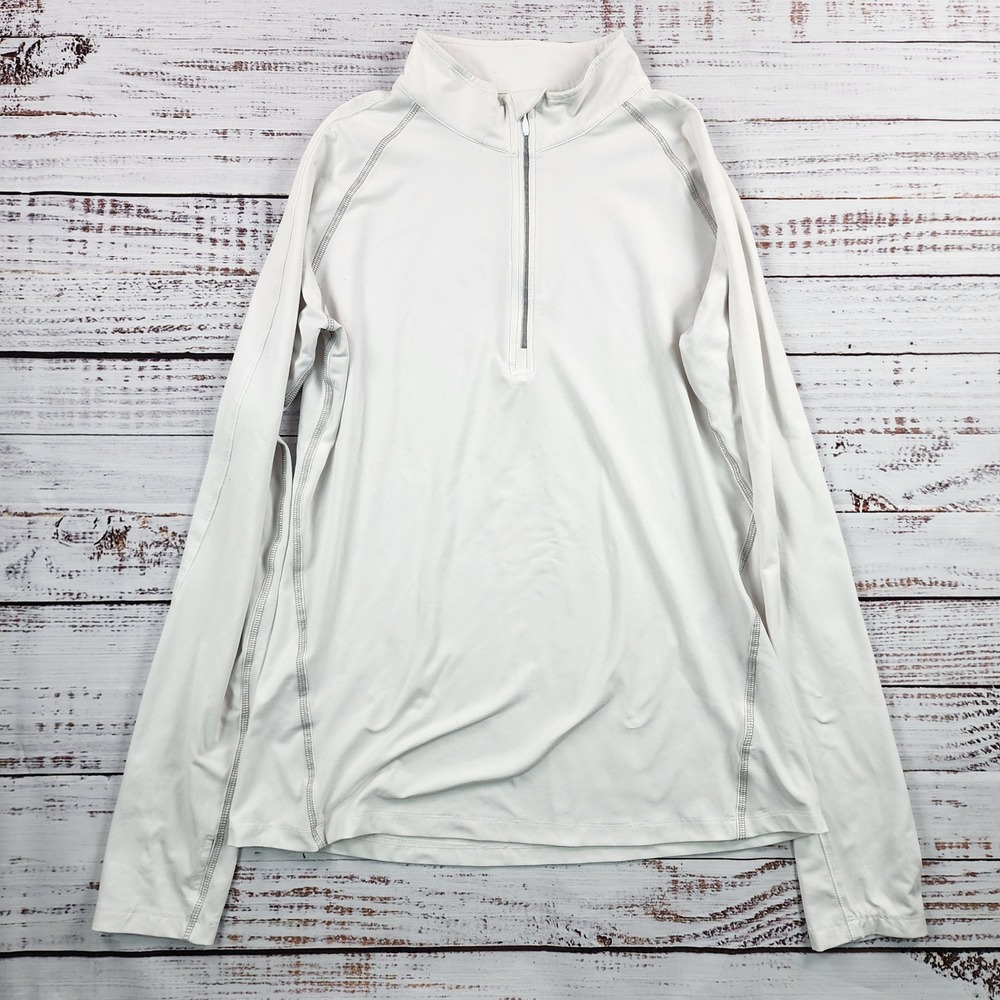 Straight Down Golf 1/4‎ Zip Pullover Mens XL White Long Sleeve Performance Shirt